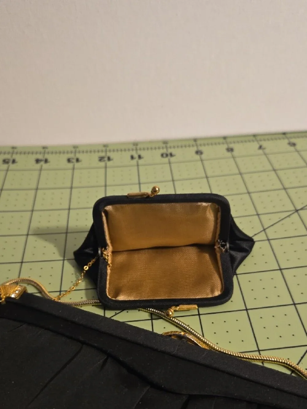 After Five Black Vintage Evening Handbag with Gold Hardware And Mini Coin Purse